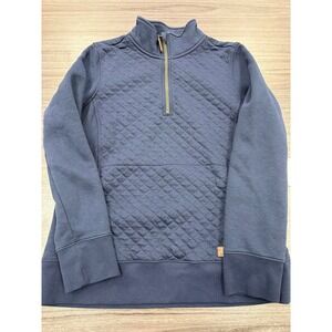 LL Bean Quilted 1/4 Zip Pullover Womens Medium Blue Sweatshirt Casual Outdoor